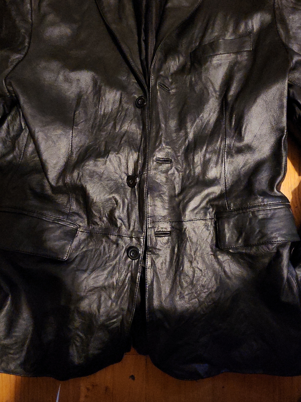 Apt. 9 Black Leather Button-Front Blazer